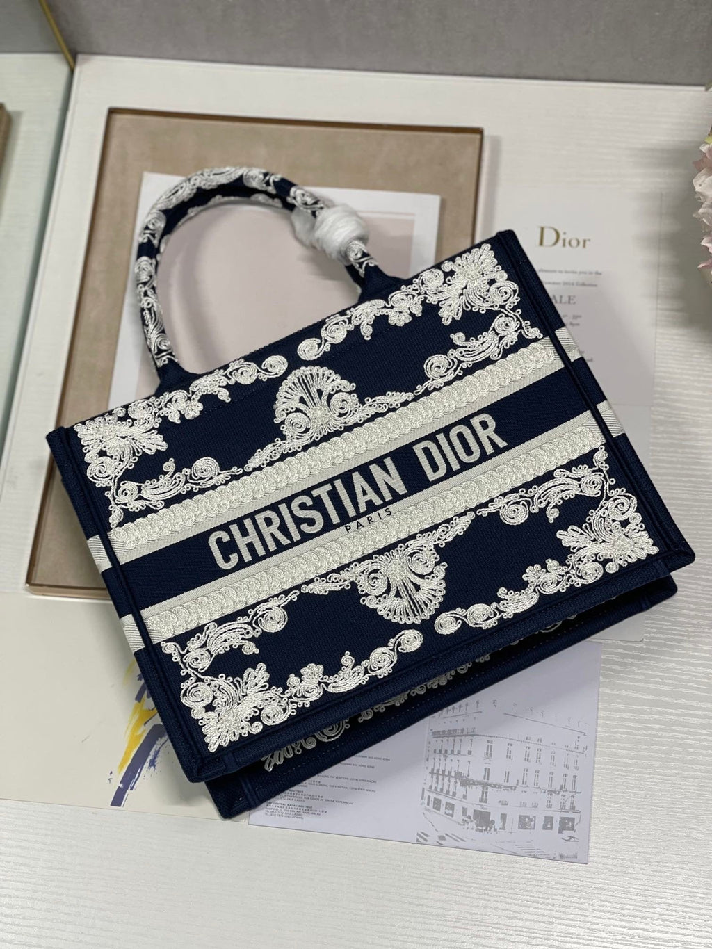 Christina Dior Medium Book Tote Bag 36cm Black