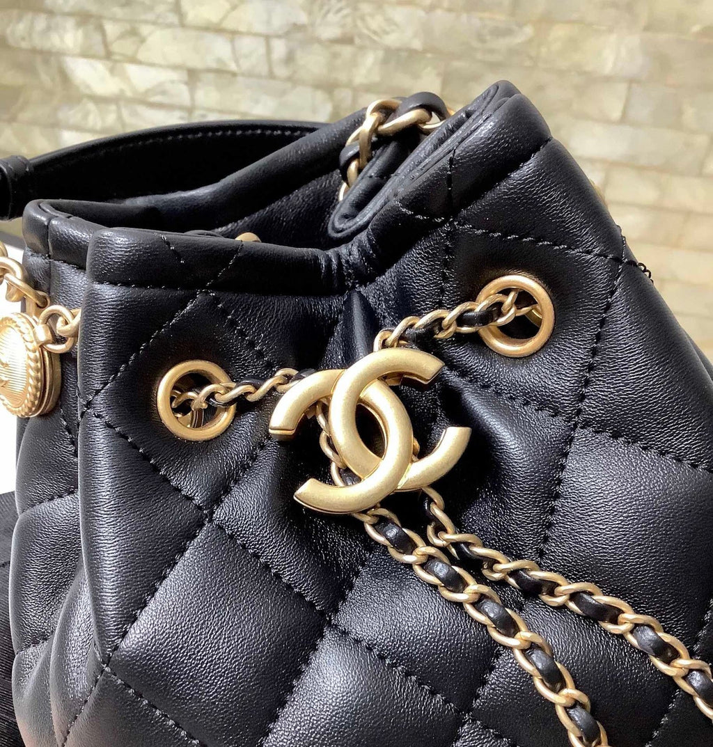Chanel Classic Bucket Bag Gold Hardware 20cm Black