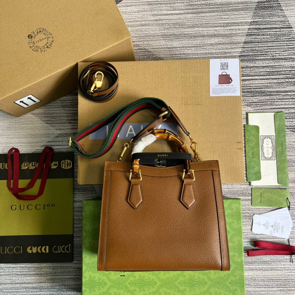 Gucci Diana Medium Tote Bag Brown For Women, Women’s Bags 11in/27cm GG