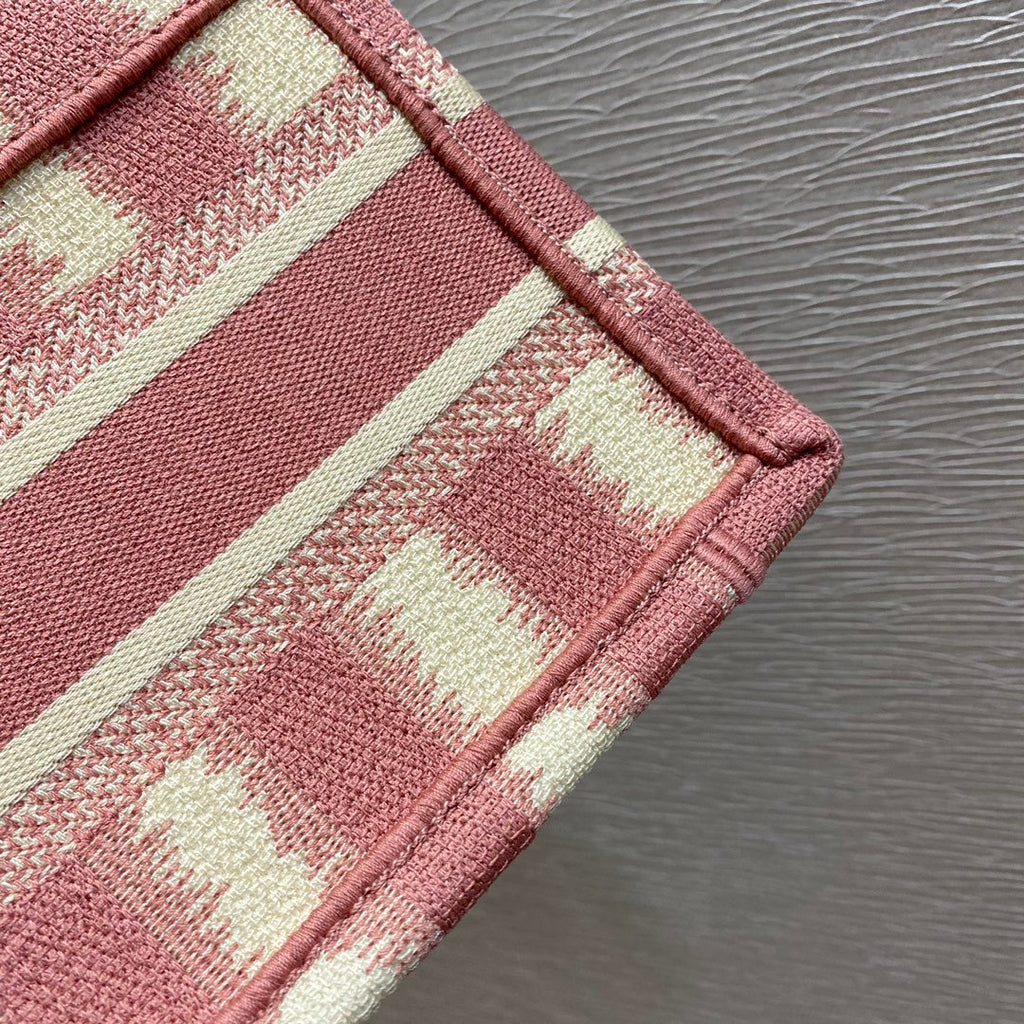 Christian Dior Pink Book Tote D-Stripes 23cm