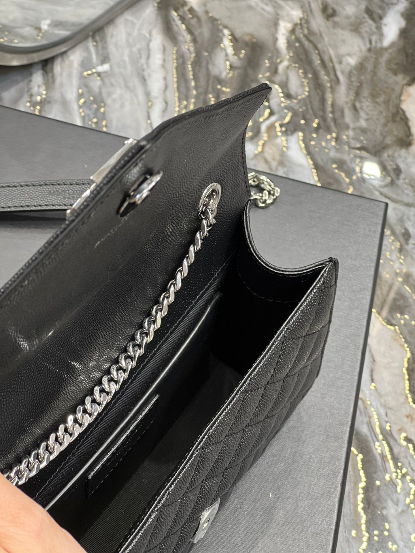 Saint Laurent Small Bag In Mix Matelasse 21cm Black