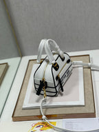 Christian Dior Mini Vibe Zip Bowling Bag 17cm White