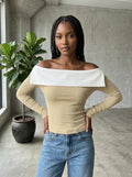 Soft knit khaki top for coffee meetups and weekend outings