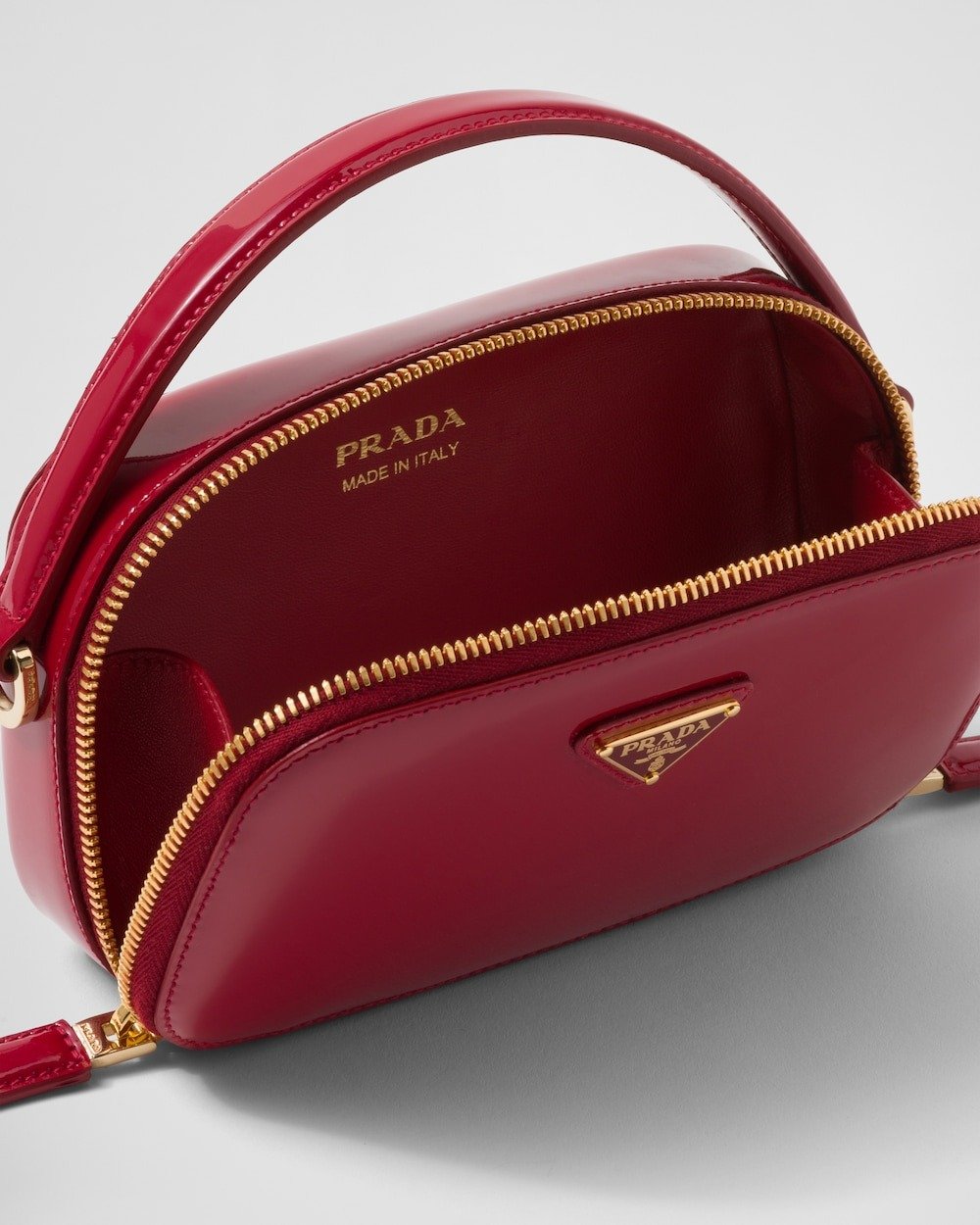 Prada Odette Patent Leather Mini-Bag Cherry Red For Women 6.8 Inches / 17.5 Cm