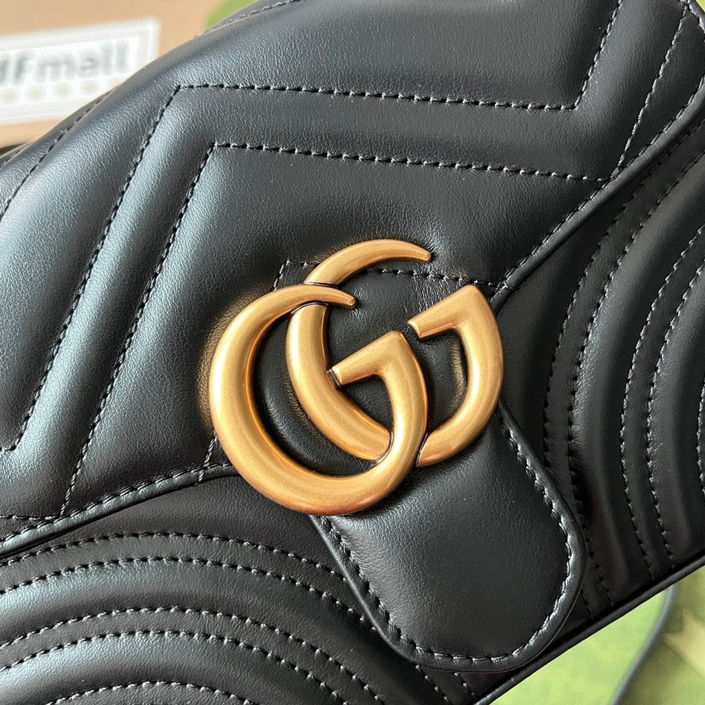 Gucci GG Marmont Mini Top Handle Bag Black For Women, Women’s Bags 8.3in/21cm