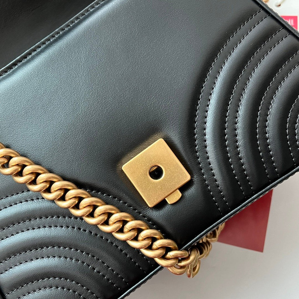 Gucci GG Marmont Mini Top Handle Bag Black For Women, Women’s Bags 8.3in/21cm