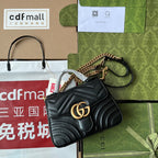 Gucci GG Marmont Mini Top Handle Bag Black For Women, Women’s Bags 8.3in/21cm
