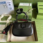 Gucci Bamboo 1947 Small Top Handle Bag Black For Women 8.3in/21cm