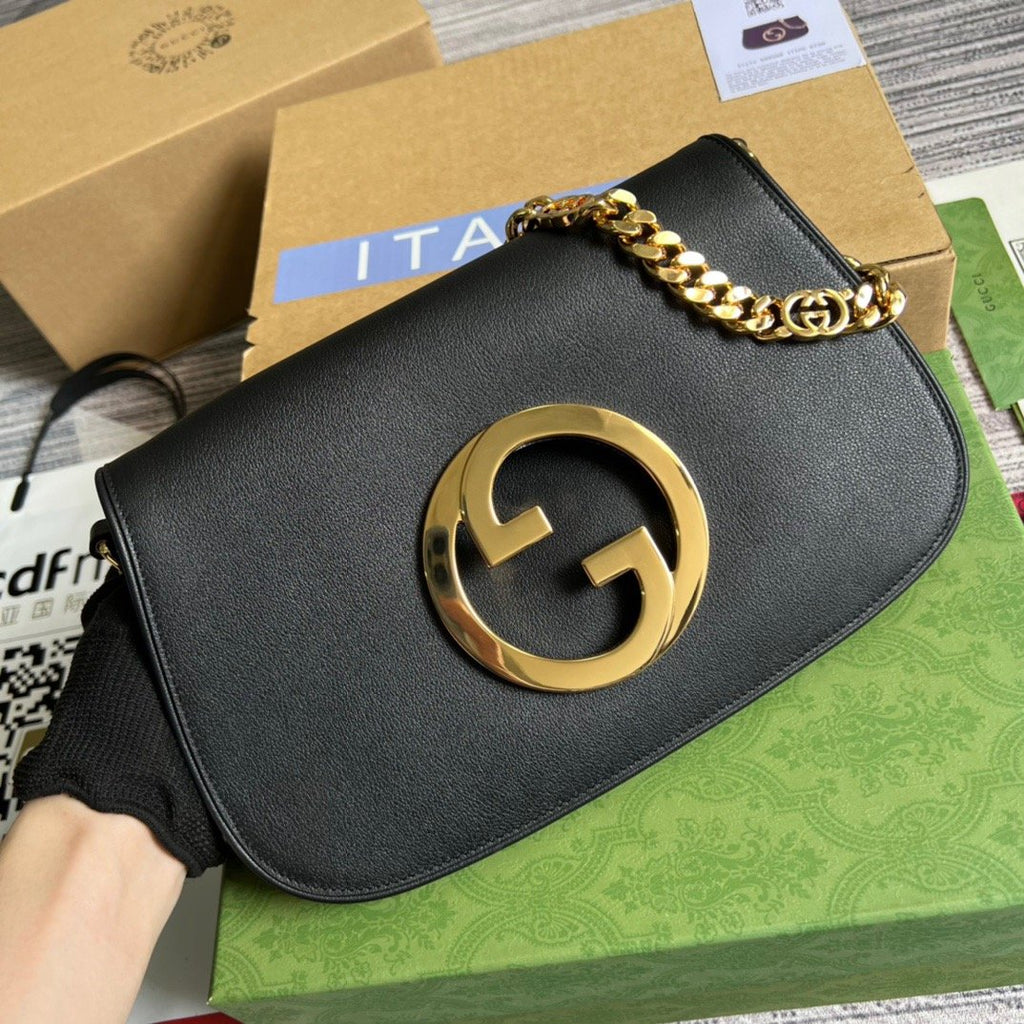 Gucci Blondie Shoulder Bag Black For Women, Women’s Bags 11in/28cm GG‎