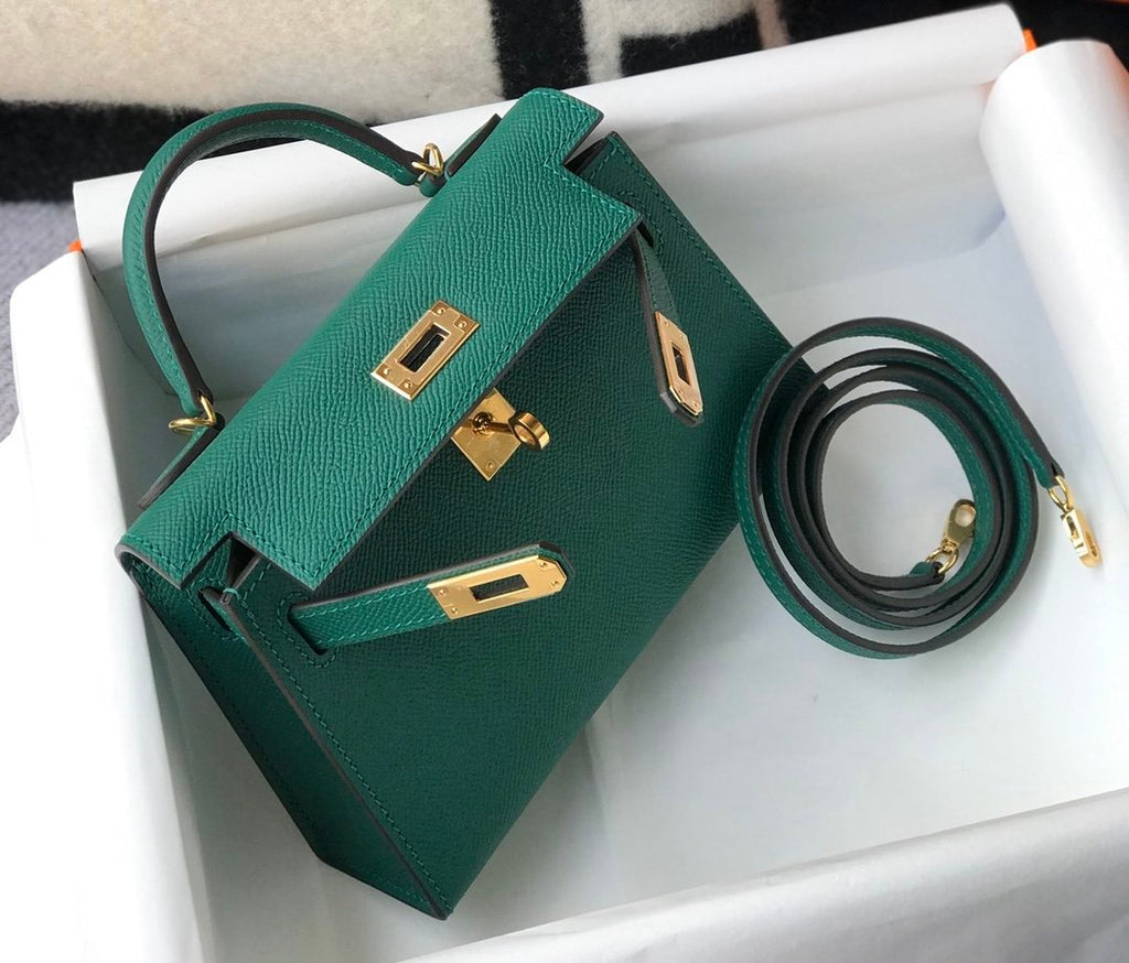 Hermes Kelly 19 Green With Gold Toned Hardware Bag For Women, Women’s Handbags, Shoulder Bags 7.5in/19cm