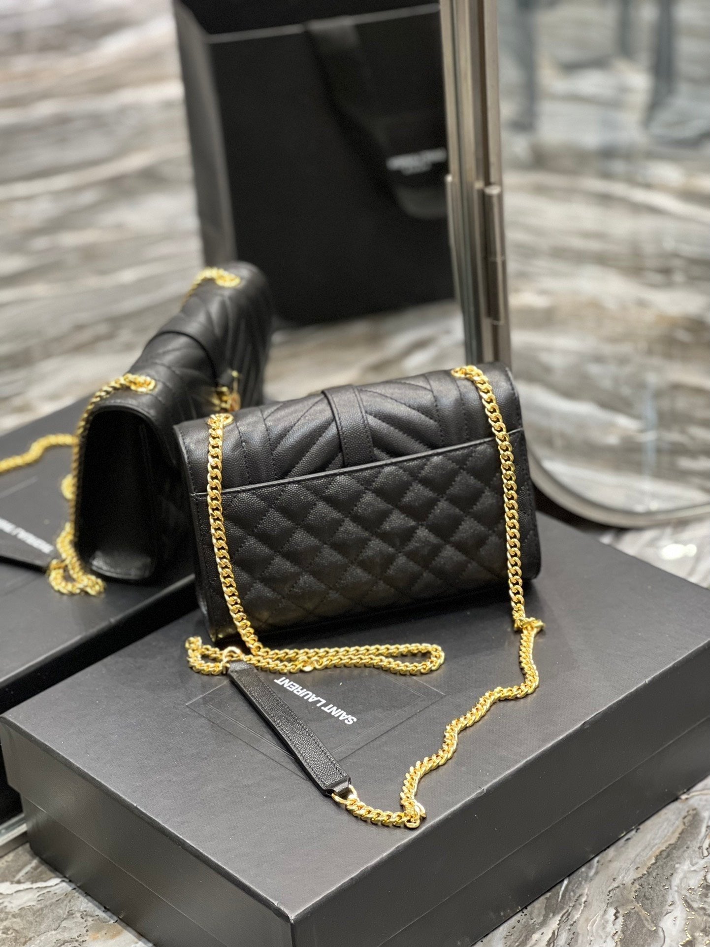 Saint Laurent Small Bag In Mix Matelasse 21cm Black