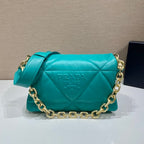 Prada System Nappa Patchwork Shoulder Bag Jade Green For Women, Women’s Bags 7.5in/19cm