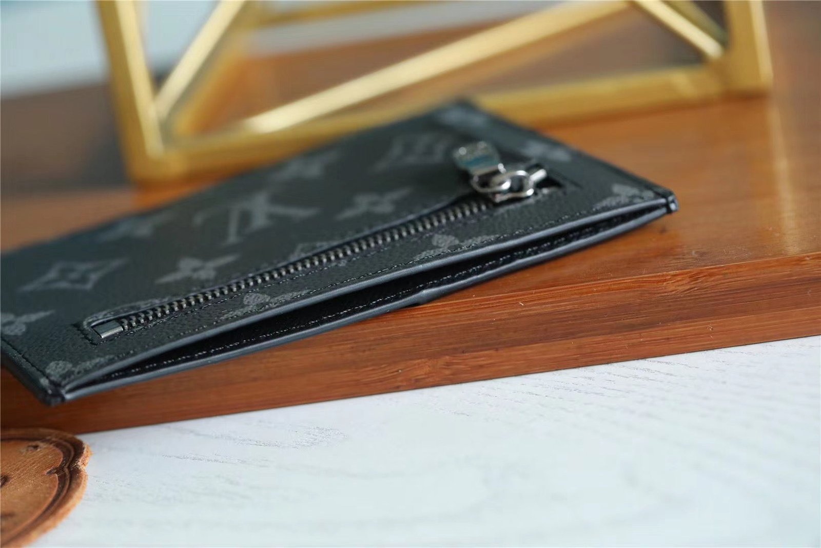 Louis Vuitton ID Card Holder Monogram Canvas Black For Men, Men’s Wallet 13cm LV N60378