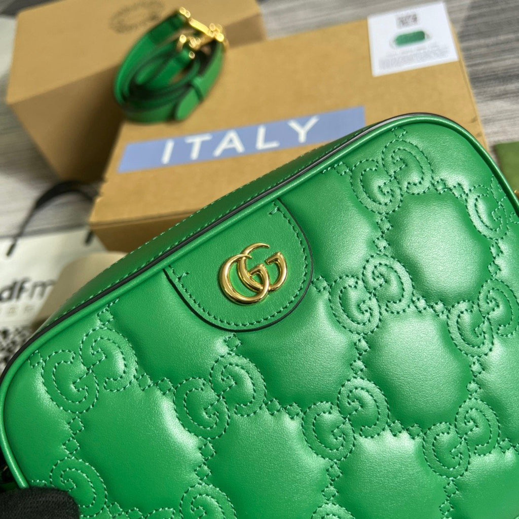 Gucci Matelasse Shoulder Bag Green For Women, Women’s Bags 8.5in/22cm