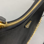 Prada System Nappa Patchwork Shoulder Bag Black For Women, Women’s Bags 9.4in/24cm