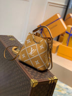Louis Vuitton The NéoNoé MM M46029 Bucket Bag In Monogram Empreinte Arizona 20cm Brown / Crème Beige