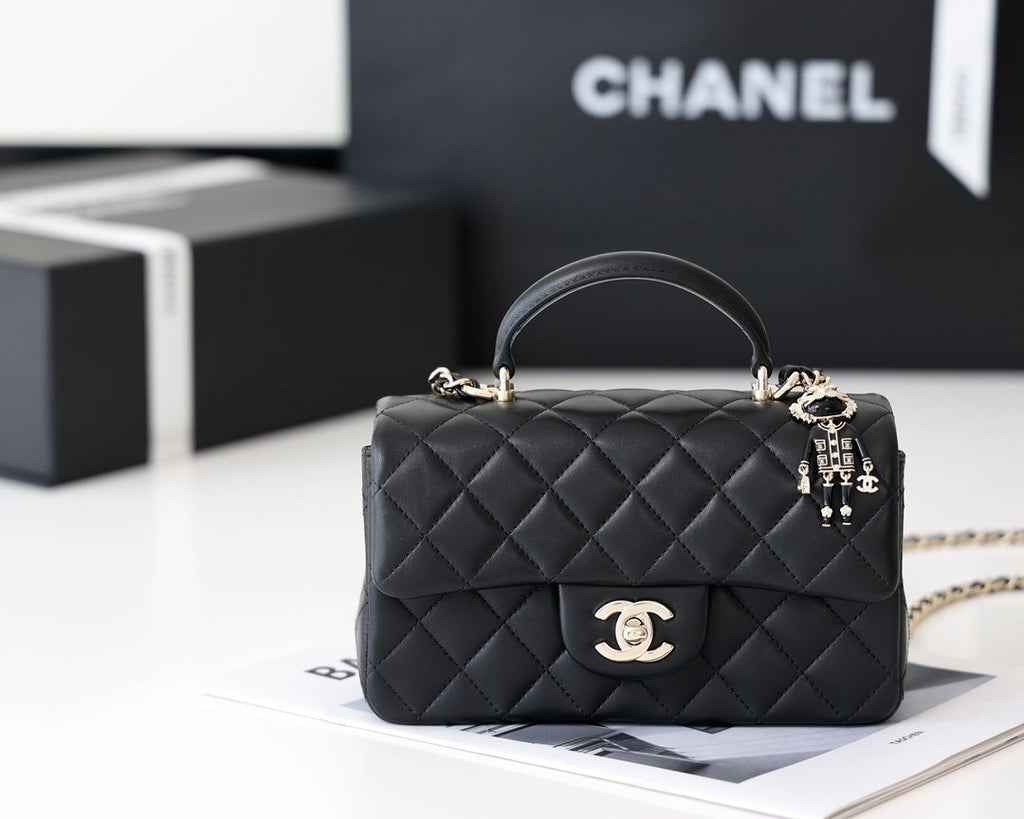 Chanel Mini Flapbag With Top Handle AS2431 20cm Black