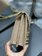 Saint Laurent Cassandra Medium Chain Bag In Grain De Poudre Embossed 22cm Nude