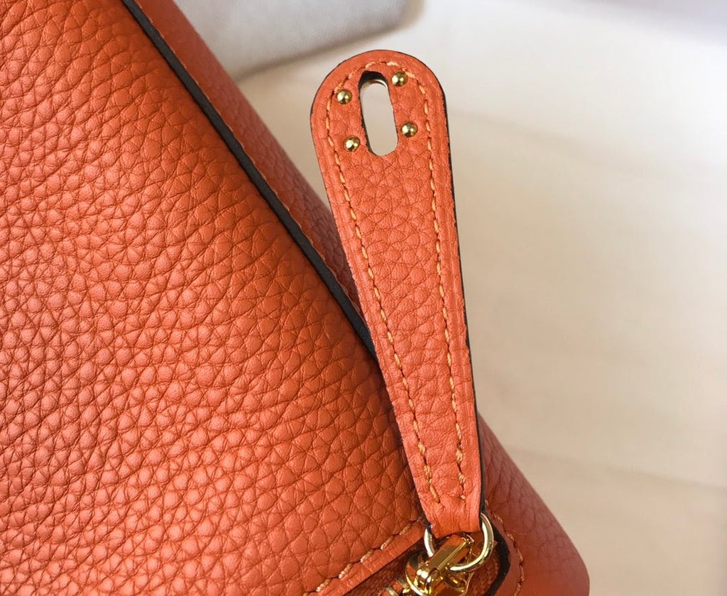 Hermes Lindy Mini Clemence Bag Orange For Women, Women’s Handbags, Shoulder And Crossbody Bags 7.5in/19cm