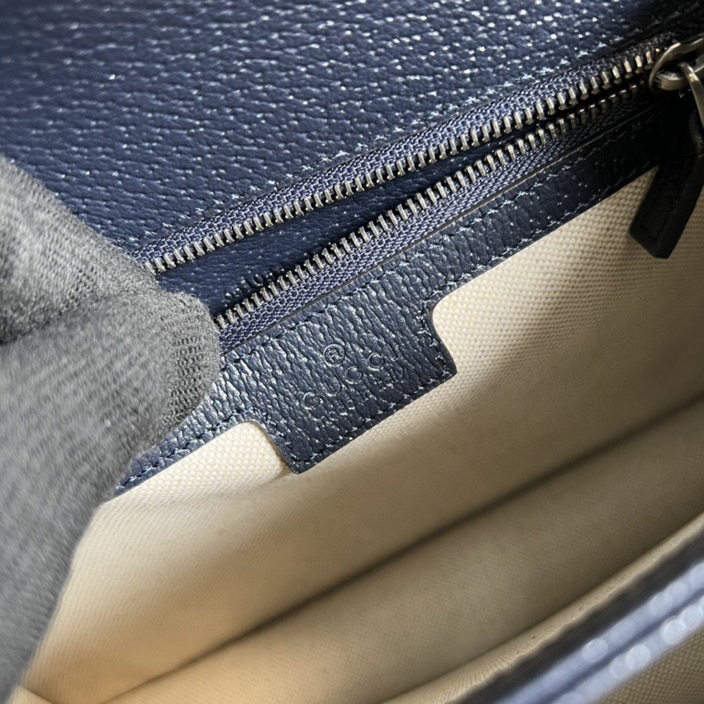 Gucci Ophidia Small Top Handle Bag Beige And Blue GG Supreme Canvas For Women 10in/25cm