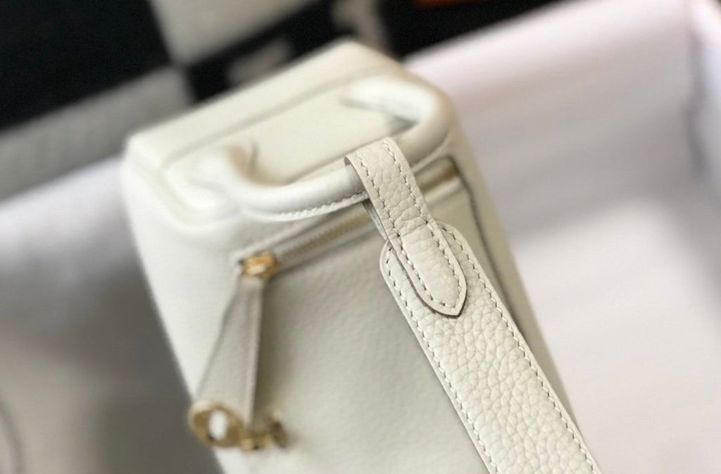 Hermes Lindy Mini White Togo Bag With Gold Hardware For Women, Women’s Handbags, Shoulder And Crossbody Bags 7.5in/19cm