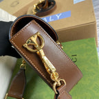 Gucci Horsebit 1955 GG Mini Bag Brown For Women, Women’s Bags 8in/21cm