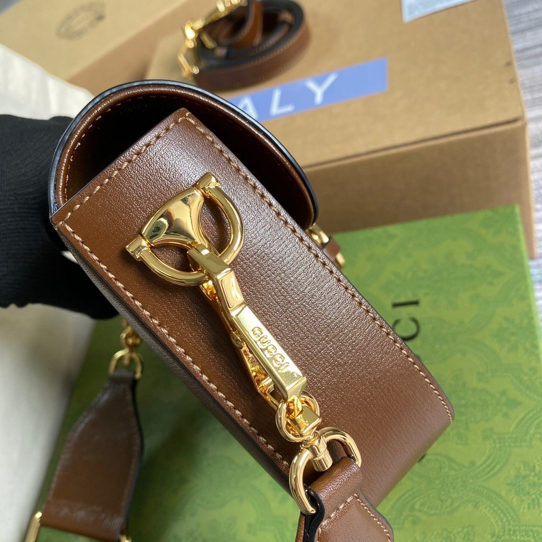Gucci Horsebit 1955 GG Mini Bag Brown For Women, Women’s Bags 8in/21cm