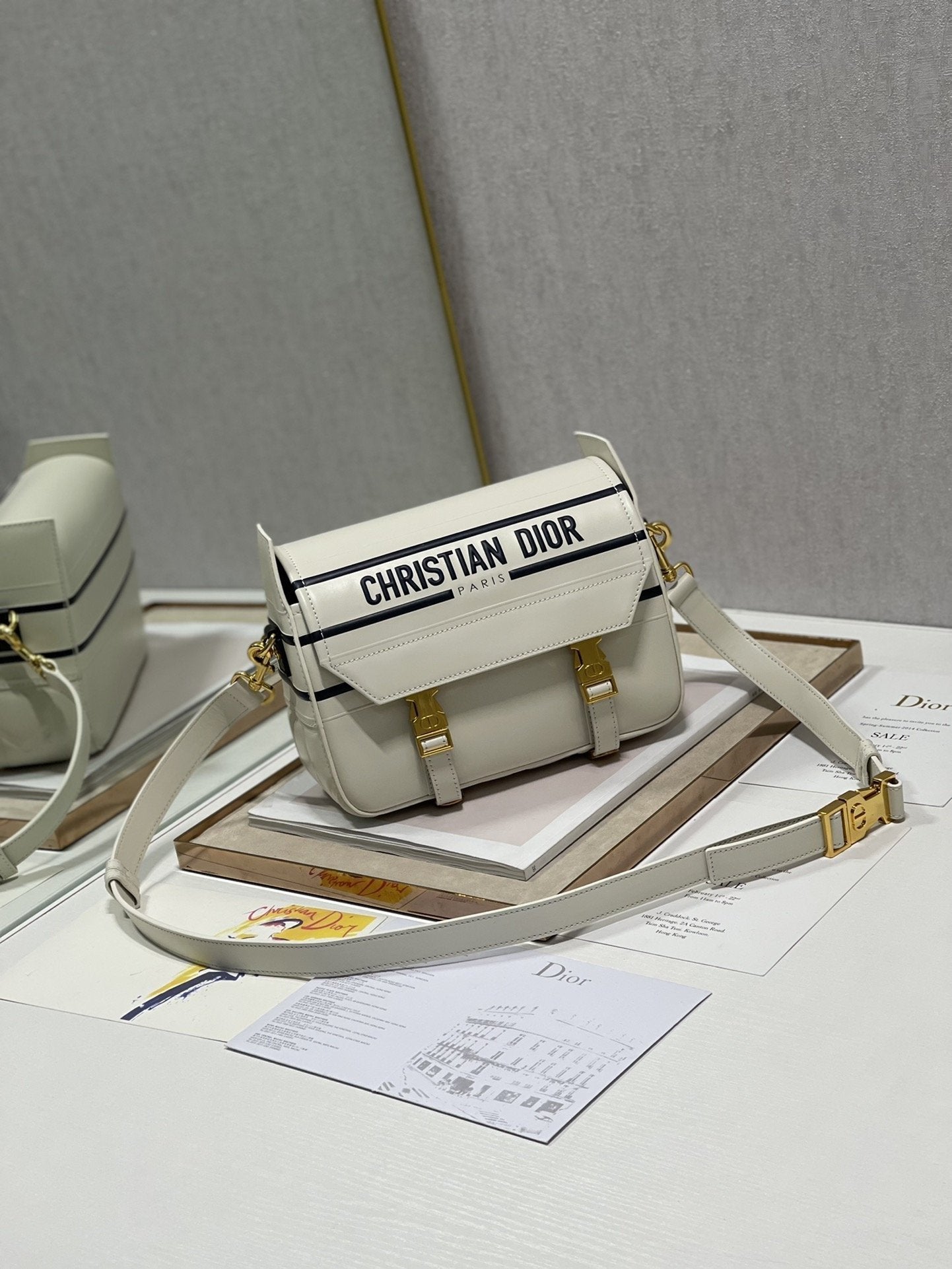 Christian Dior D-Bubble Bucket Bag 24cm White