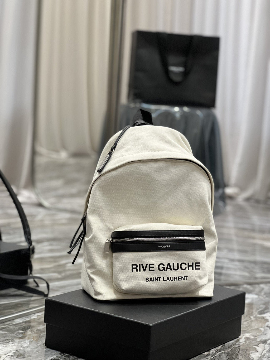 Saint Laurent City Backpack In Canvas Unisex 35cm White