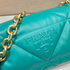 Prada System Nappa Patchwork Shoulder Bag Jade Green For Women, Women’s Bags 7.5in/19cm