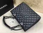 Chanel Classic Tote Bag Silver Hardware 34cm Black