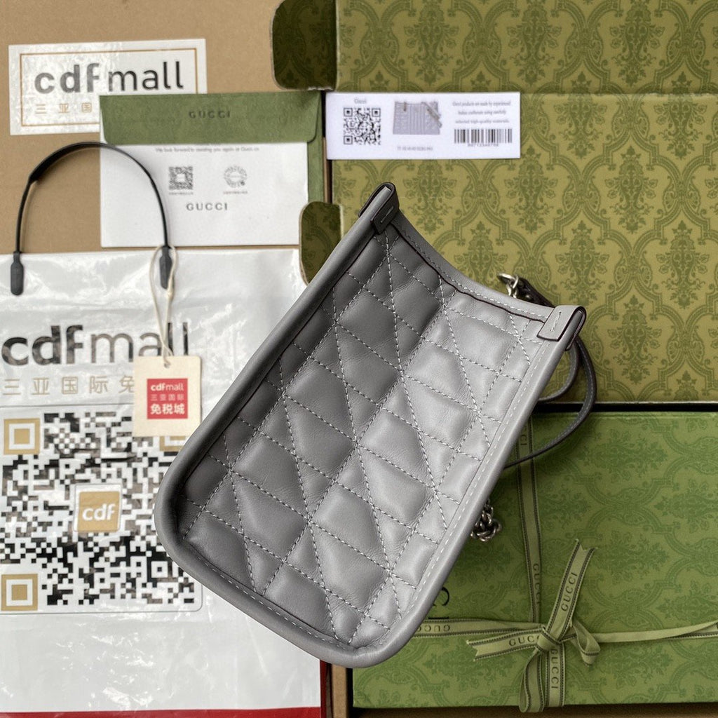 GG Marmont Small Tote Bag Dark Grey Matelassé For Women 10in/26.5cm