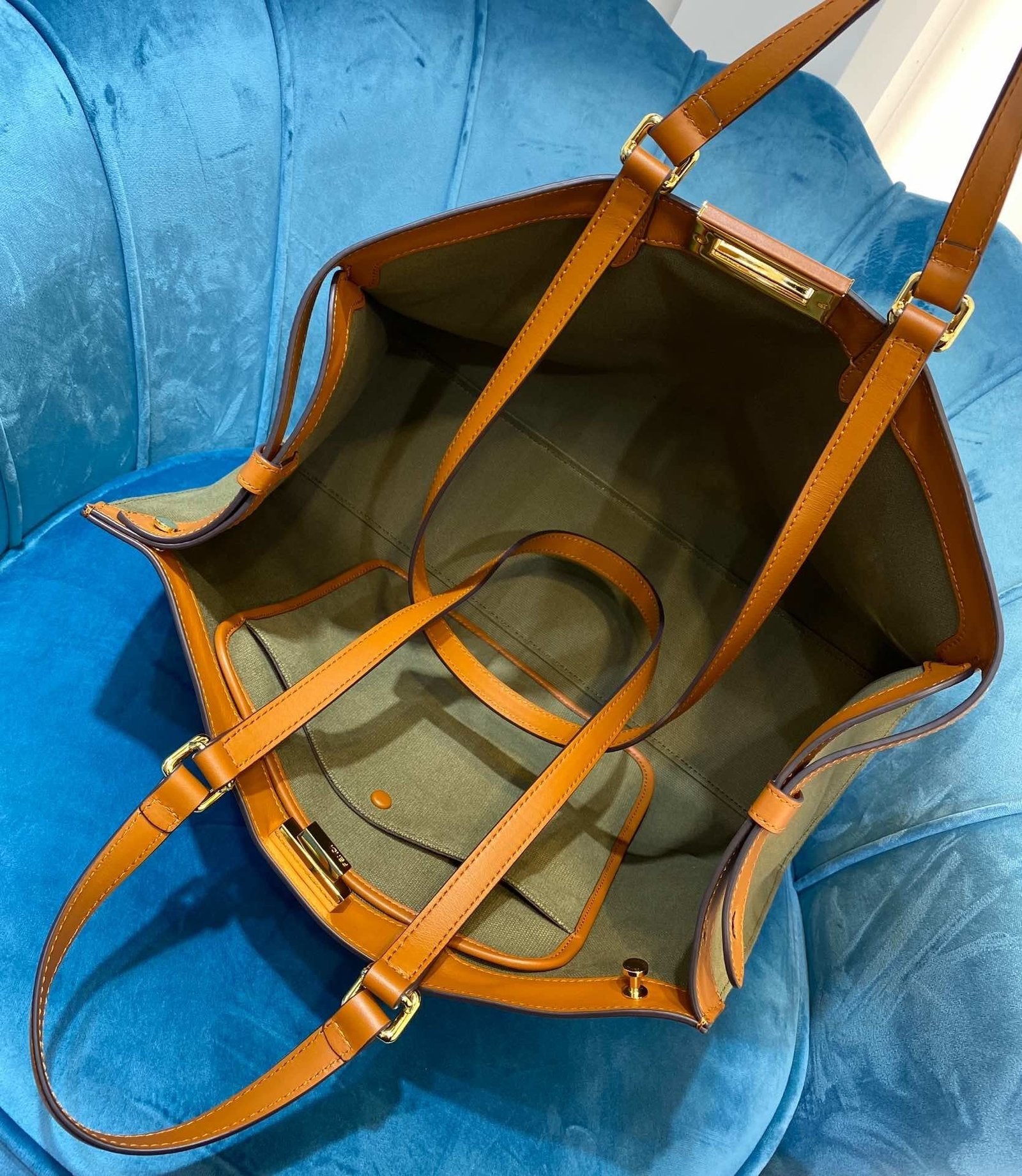 Fendi Logo Shopper Tote Bag Brown