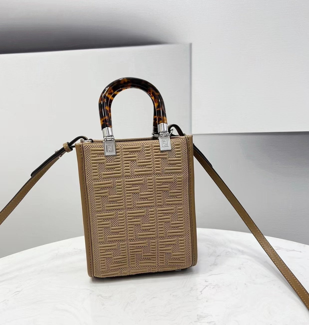 Fendi Mini Sunshine Shopper 18cm Brown