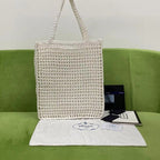 Prada Raffia Tote Bag White For Women, Women’s Bags 14.9in/38cm