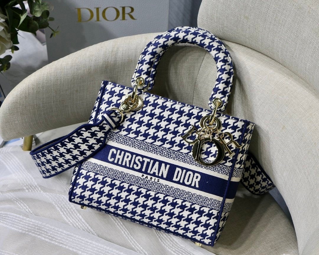 Christian Dior Medium Lady D-Lite Bag 24cm Blue