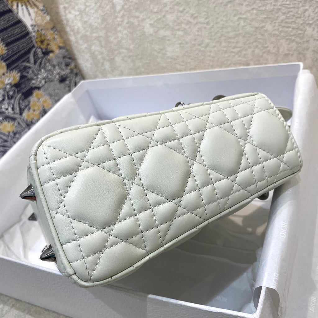 Christian Dior Lady Dior Bag Metal Hardware Spring Collection 20cm White