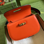 Gucci Bamboo 1947 Small Top Handle Bag Orange For Women 8.3in/21cm ‎GG