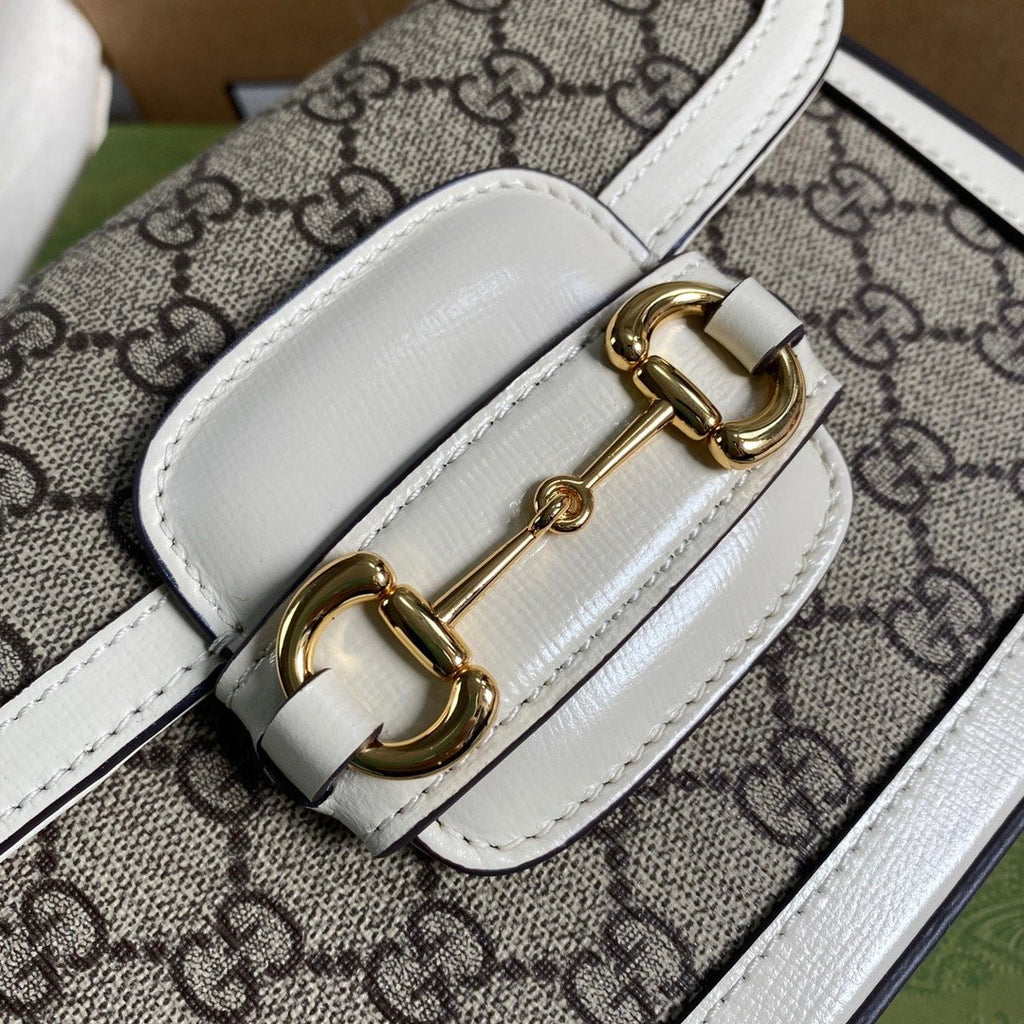 Gucci Horsebit 1955 GG Mini Bag White For Women, Women’s Bags 8in/21cm GG