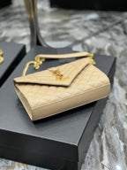 Saint Laurent Small Bag In Mix Matelasse 21cm Beige