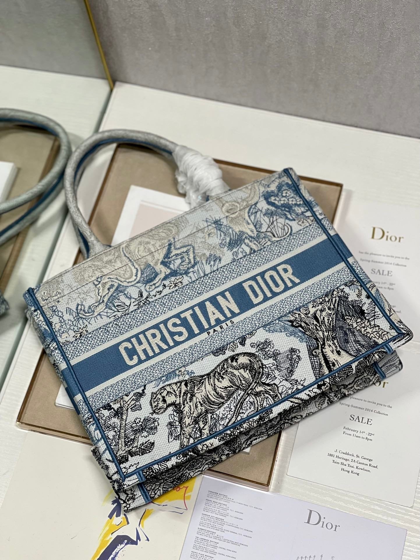 Christina Dior Medium Book Tote Bag 36cm Blue