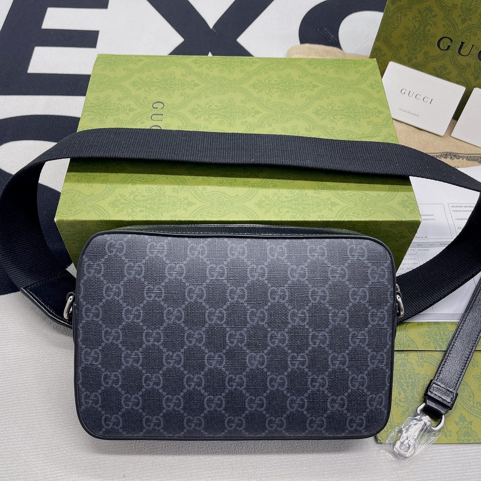 Gucci Shoulder Bag With Interlocking G Black GG Supreme Canvas For Women 9.6in/24.5cm