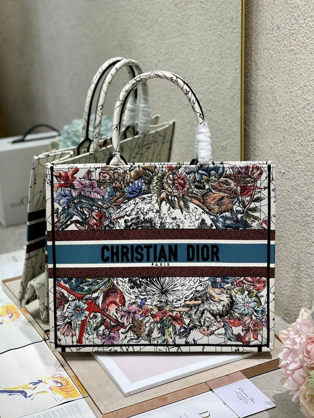Christina Dior Book Tote Bag 42 cm Muticolor
