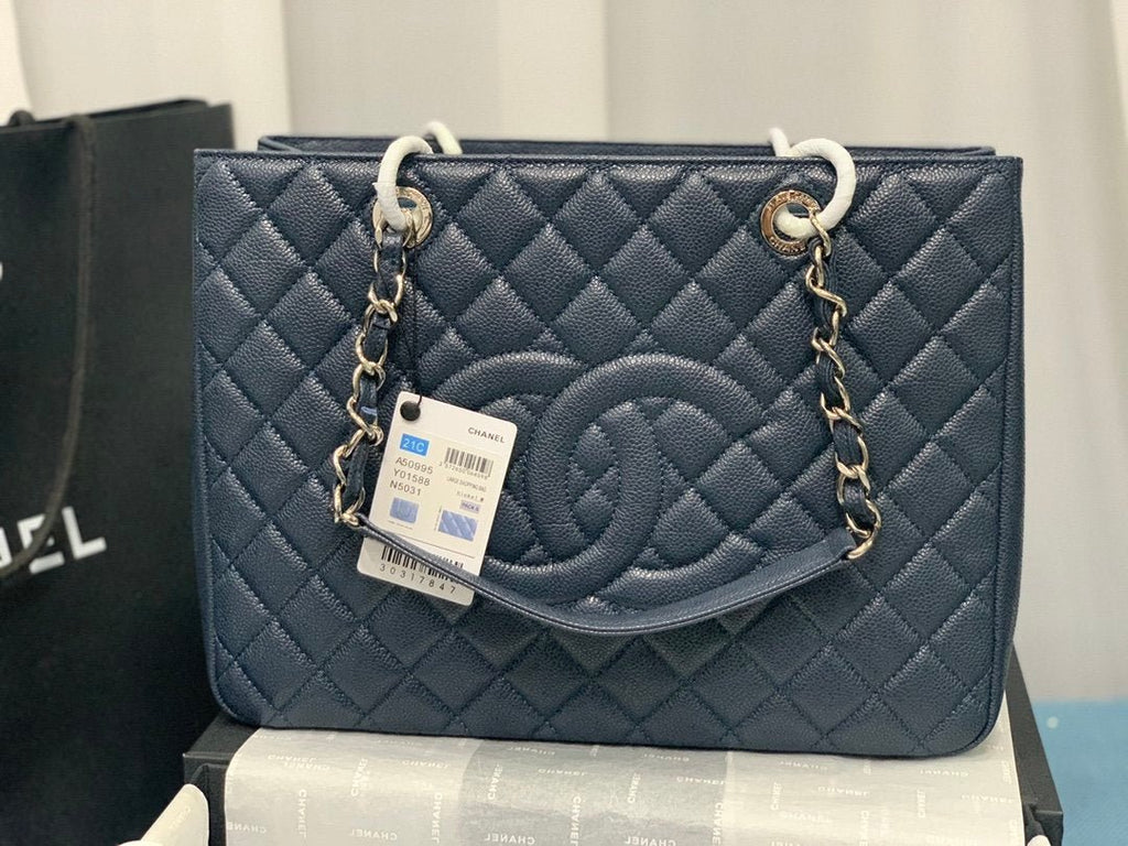 Chanel Tote Bag Spring Collection Silver Hardware 33cm Blue