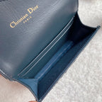 Christian Dior Saddle Flap Card Holder Black Wallet 11cm