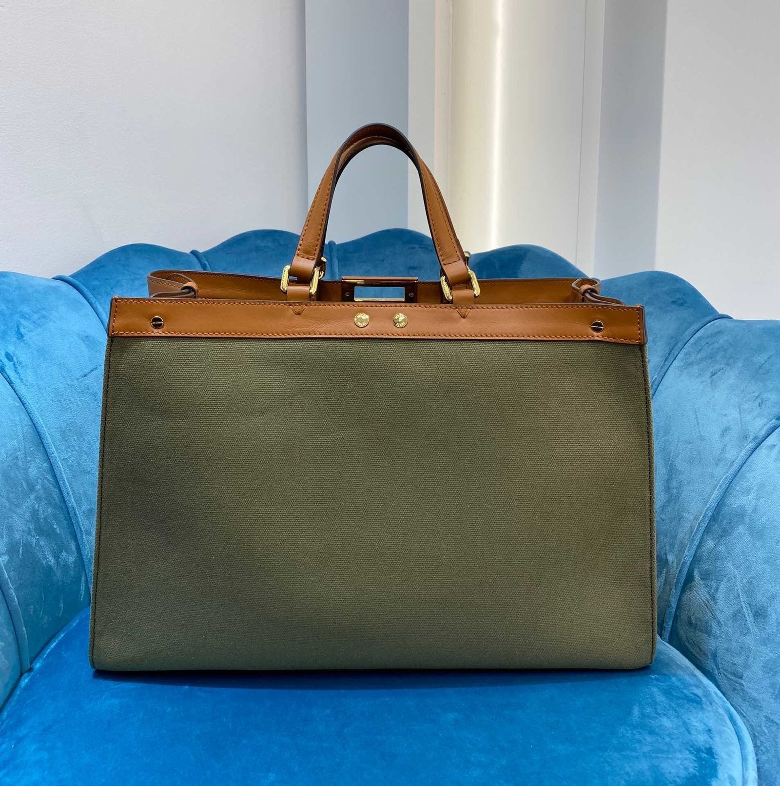 Fendi Logo Shopper Tote Bag Brown