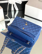 Chanel Classic Flapbag Silver Hardware 26cm Blue