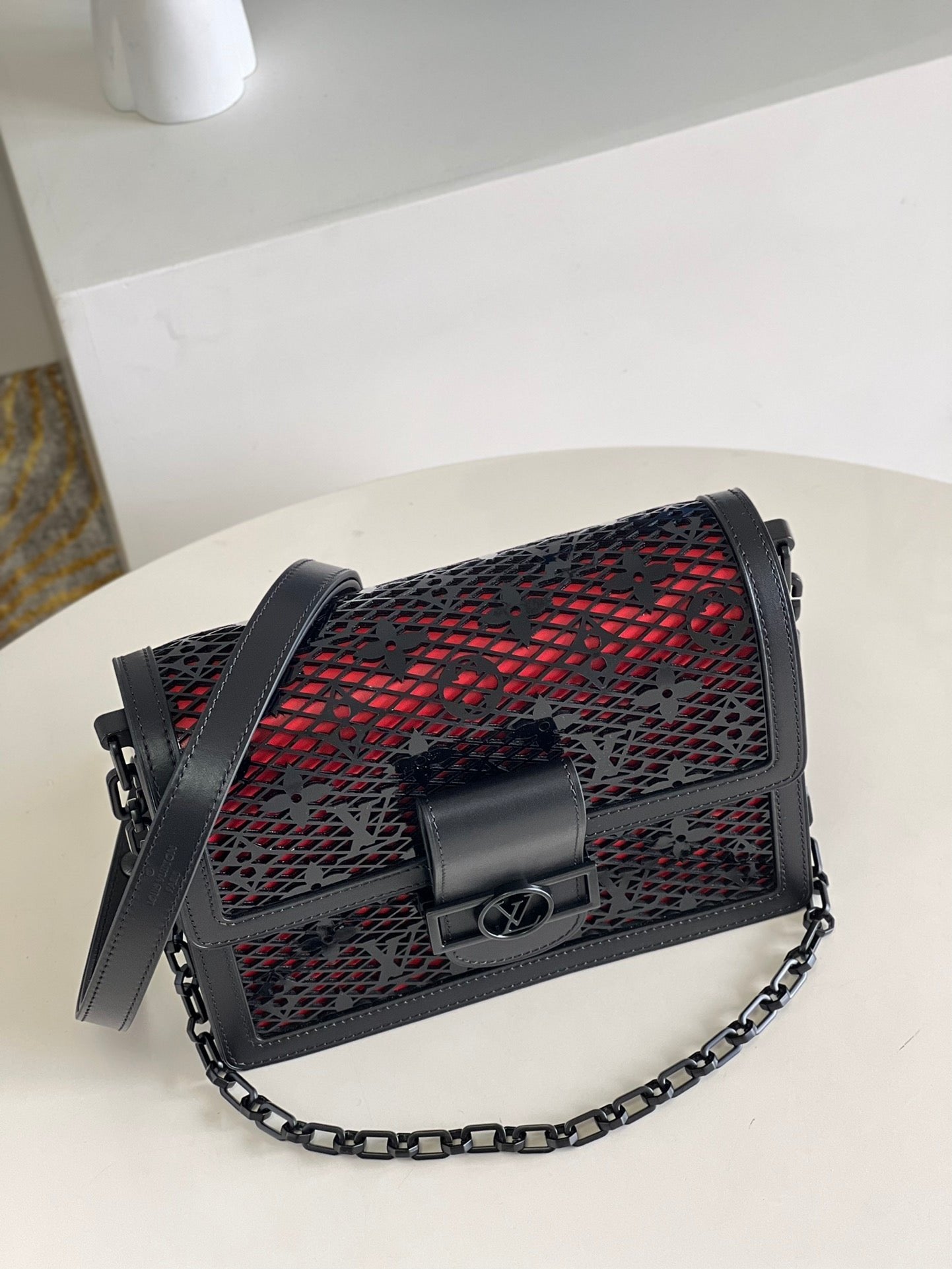 Louis Vuitton Limited Dauphine MM Bags By Nicolas Ghesquière With Monogram Lace Black For Women 25cm