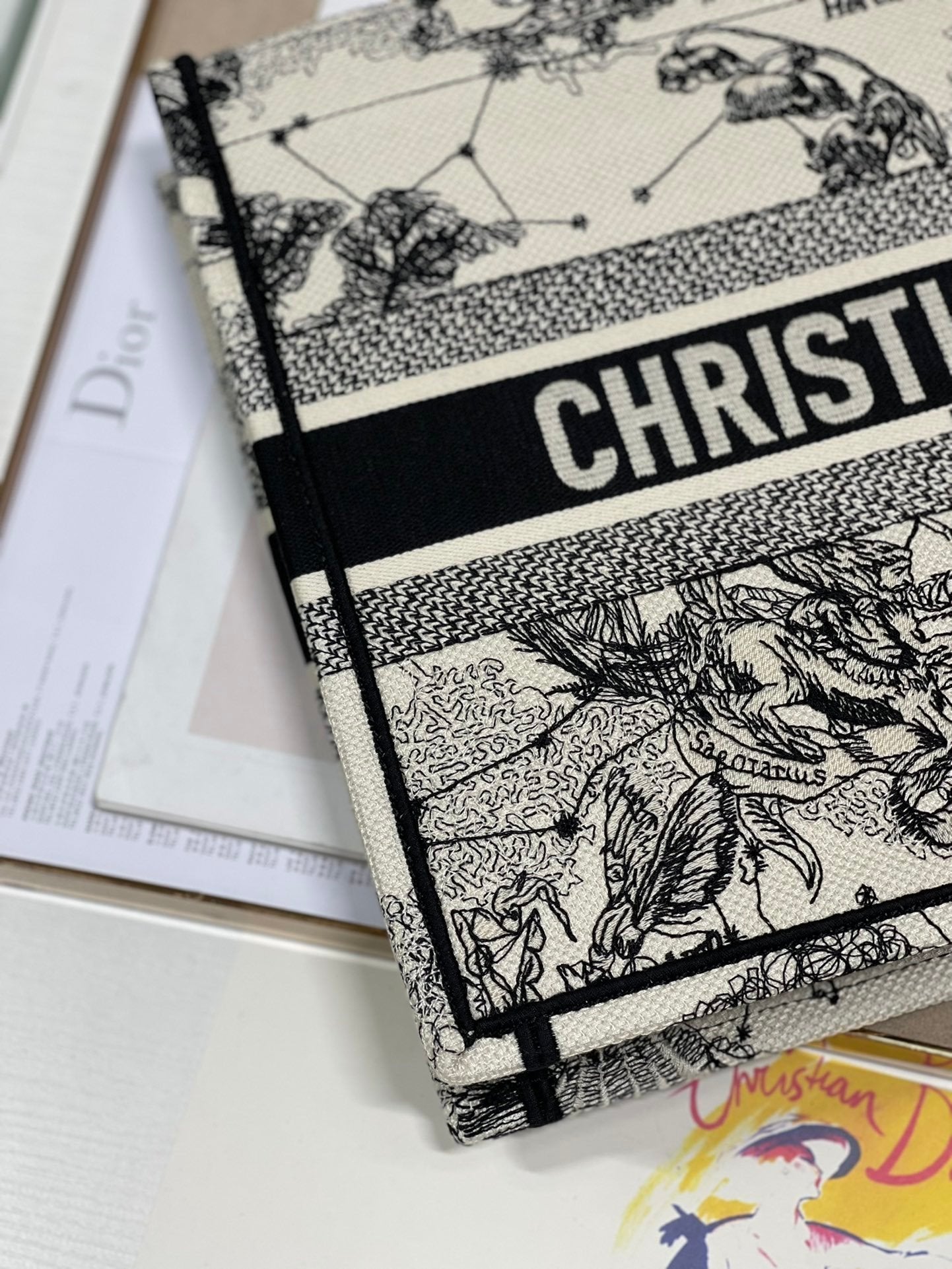 Christina Dior Medium Book Tote Bag 36cm Black/White