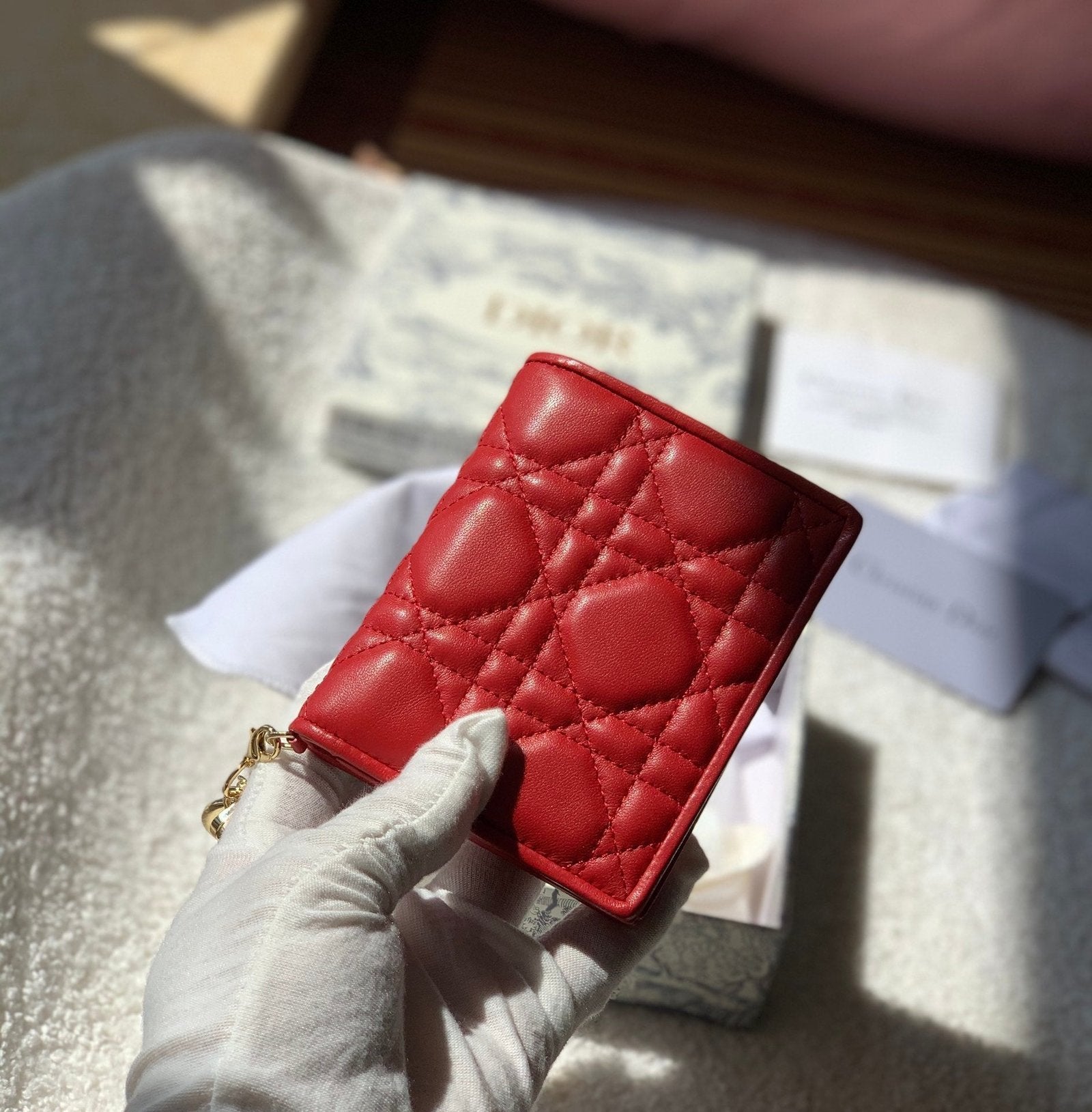 Mini Lady Dior Red Wallet 11cm